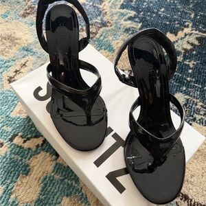 SCHUTZ - Lume - Black Patent Strappy Heeled Sandals - Women